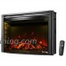 e-Flame USA Quebec Electric Fireplace Stove Insert by (Matte Black) - 26-inches Wide  Curved with Remote Control  and Features Heater and Fan Settings with Realistic Brightly Burning Fire and Logs - B075ZDKR8C